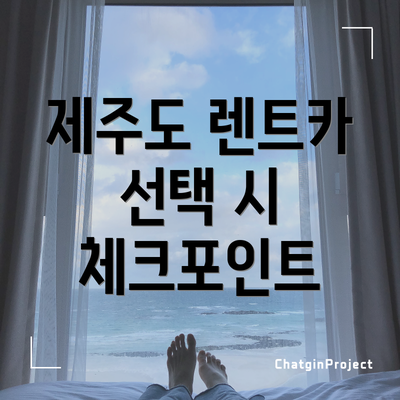 제주도 렌트카 선택 시 체크포인트