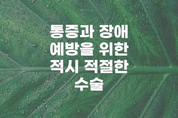 통증과 장애 예방을 위한 적시 적절한 수술