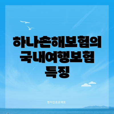 하나손해보험의 국내여행보험 특징