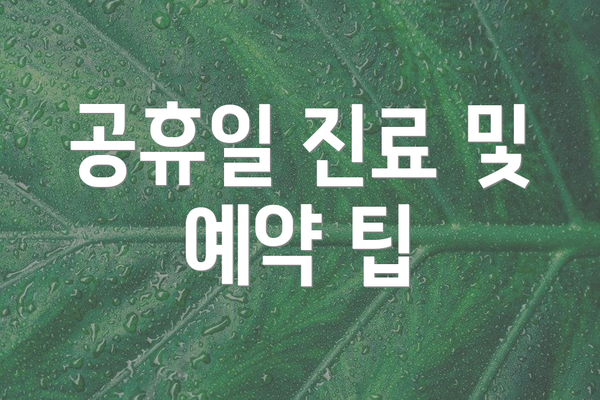 공휴일 진료 및 예약 팁