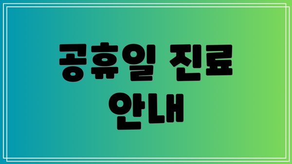 공휴일 진료 안내