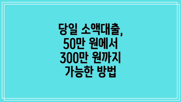 당일 소액대출, 50만 원에서 300만 원까지 가능한 방법