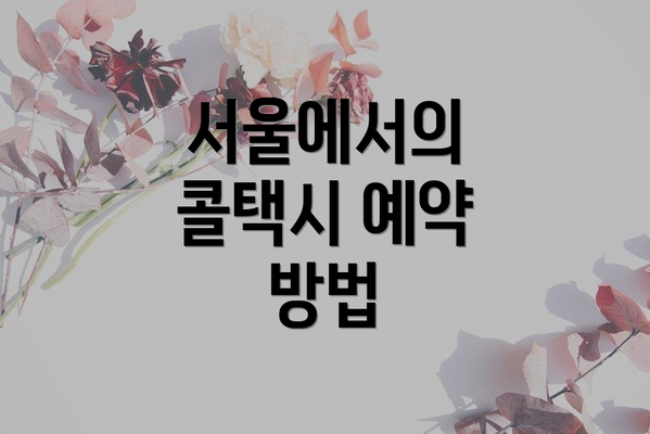서울에서의 콜택시 예약 방법