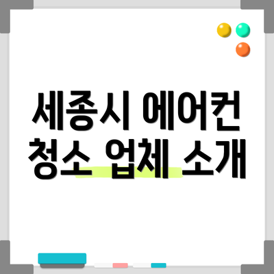 세종시 에어컨 청소 업체 소개