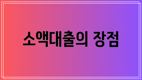 소액대출의 장점
