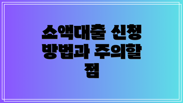 소액대출 신청 방법과 주의할 점