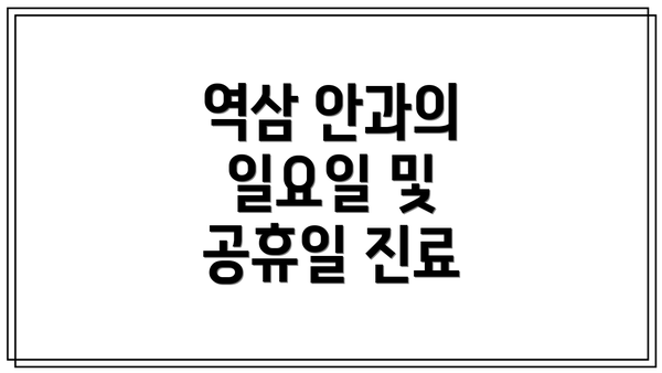 역삼 안과의 일요일 및 공휴일 진료
