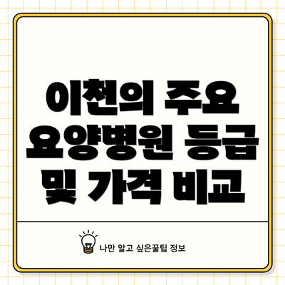 이천의 주요 요양병원 등급 및 가격 비교