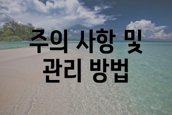 주의 사항 및 관리 방법