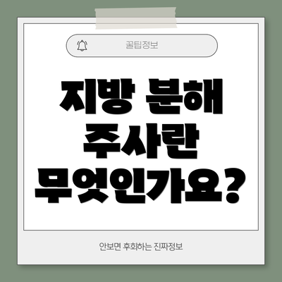 지방 분해 주사란 무엇인가요?