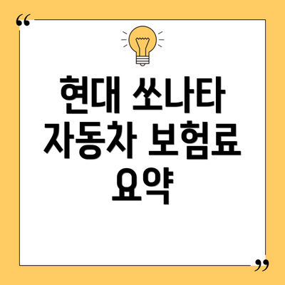 현대 쏘나타 자동차 보험료 요약