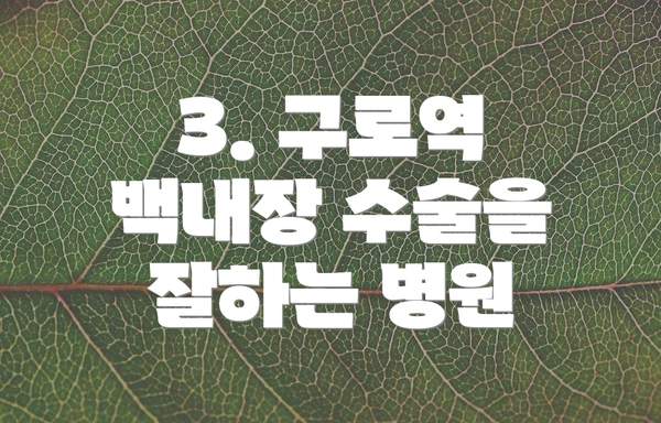 3. 구로역 백내장 수술을 잘하는 병원