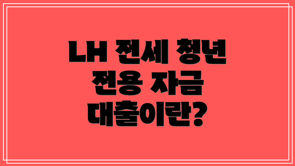 LH 전세 청년 전용 자금 대출이란?